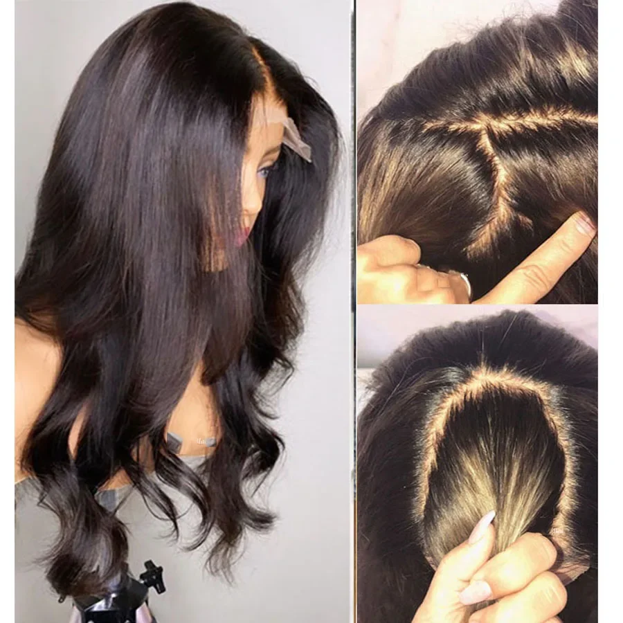 26 дюймов 5x5 шелковая основа натуральные черные безклеевые волнистые еврейские