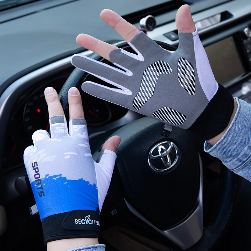 

Three Finger Cut Fishing Gloves Spring Touch Screen Full Finger Riding Summer Men's Non-Slip Cycling Thin Fitness Sea Gloves