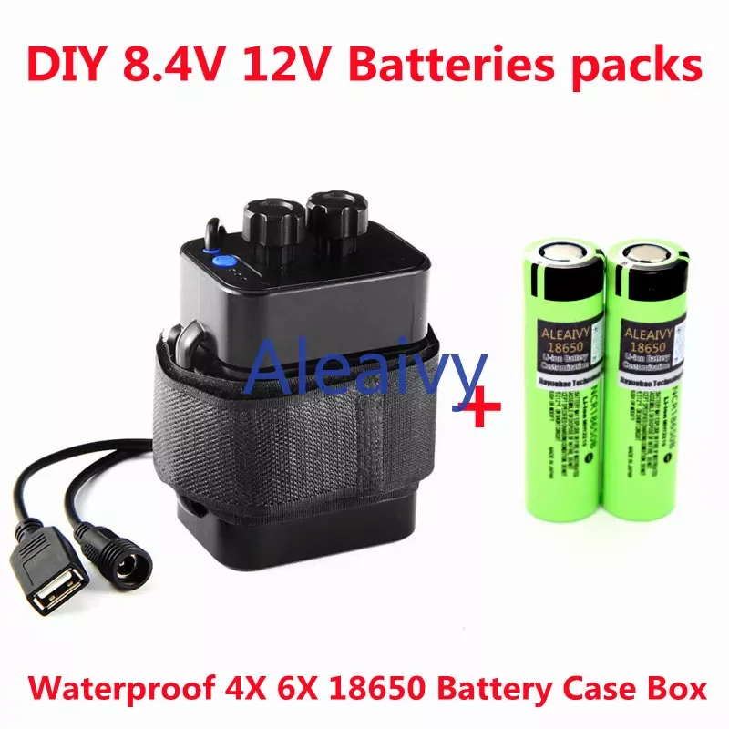 

New Waterproof 4X 6X 18650 Battery Case Box Cover with 12V DC and 5v USB Power DIY 8.4V 12V BATTERY PACK with Battery Cell