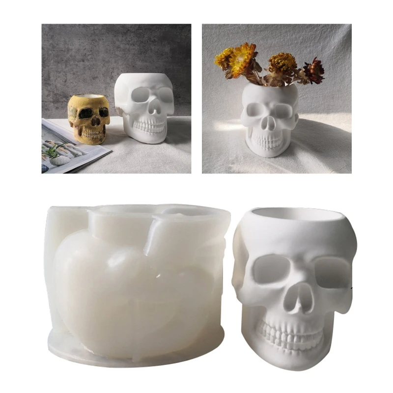 

Concrete Flowerpot Mold Skull Shape Pen Holder Mold Cement Container Silicone Mold Succulent Planter Concrete Vase Mold 40GB