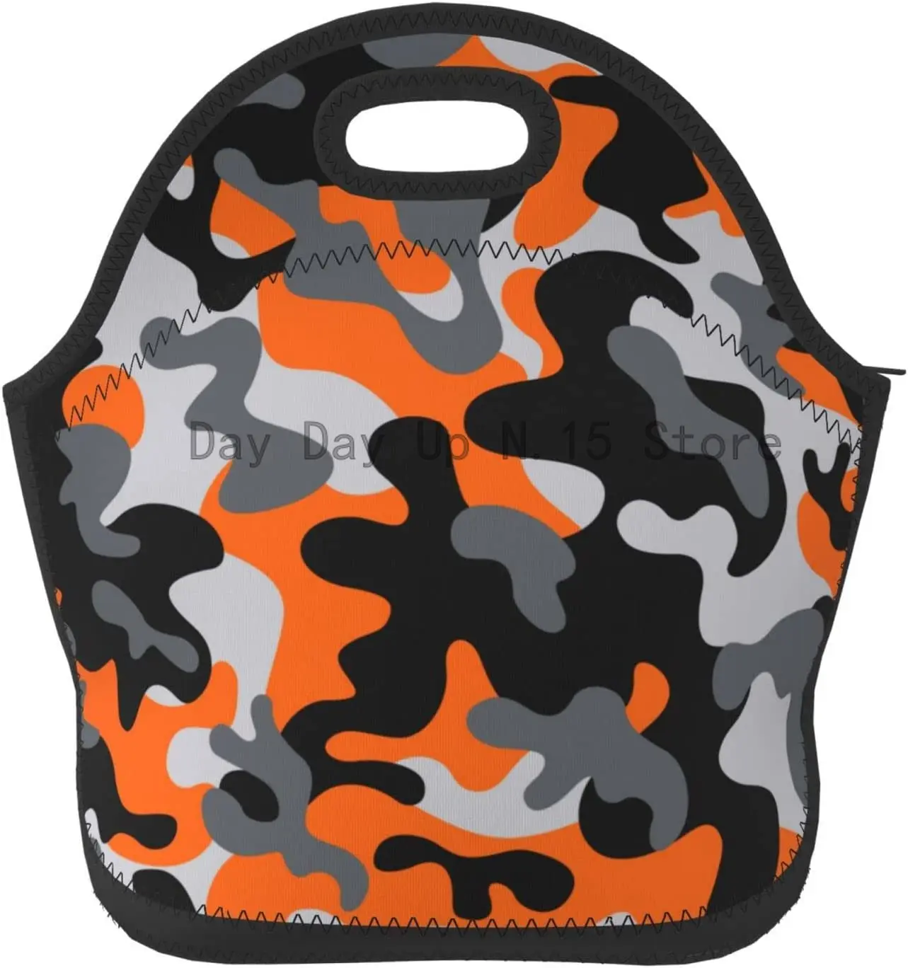 

Orange Gray Camouflage Pattern Design High Capacity Lunch Tote Abstract Pattern Insulated Lunchbox
