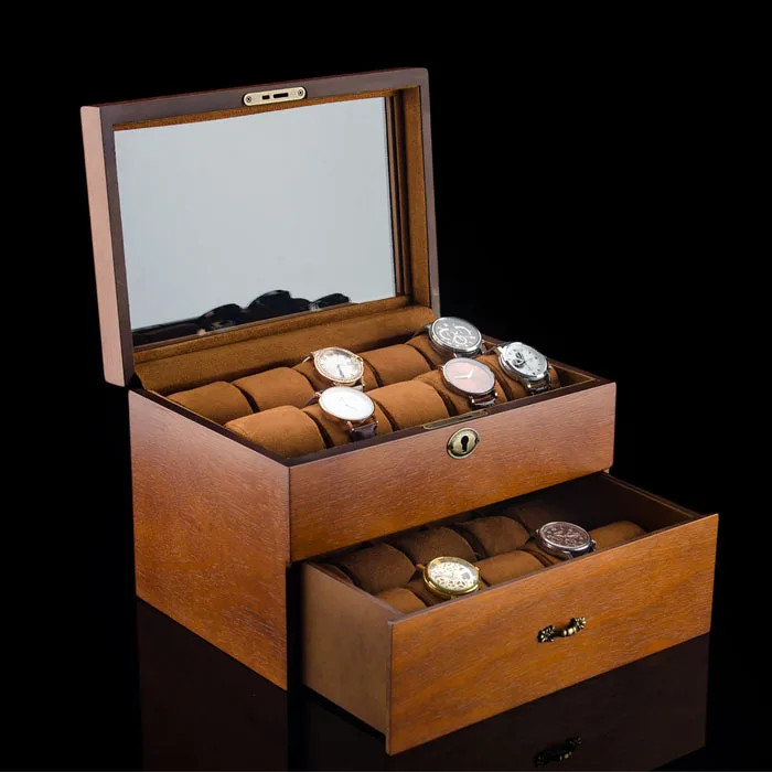 European-style ash wood double-layer 20-position watch box jewelry bracelet bracelet mechanical watch storage collection box