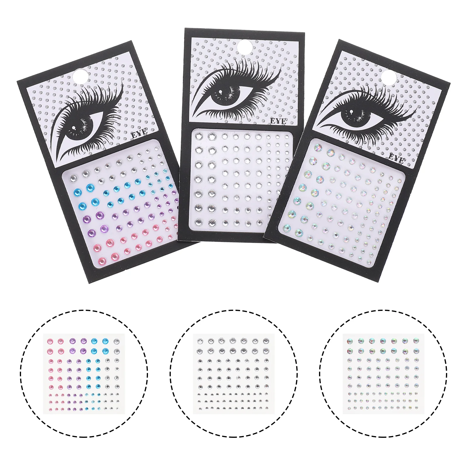 

3 Sets Pearl Trim Eye Makeup Stickers Decorative Decorations Face Gems Self-adhesive Rhinestone Miss Rhinestones for