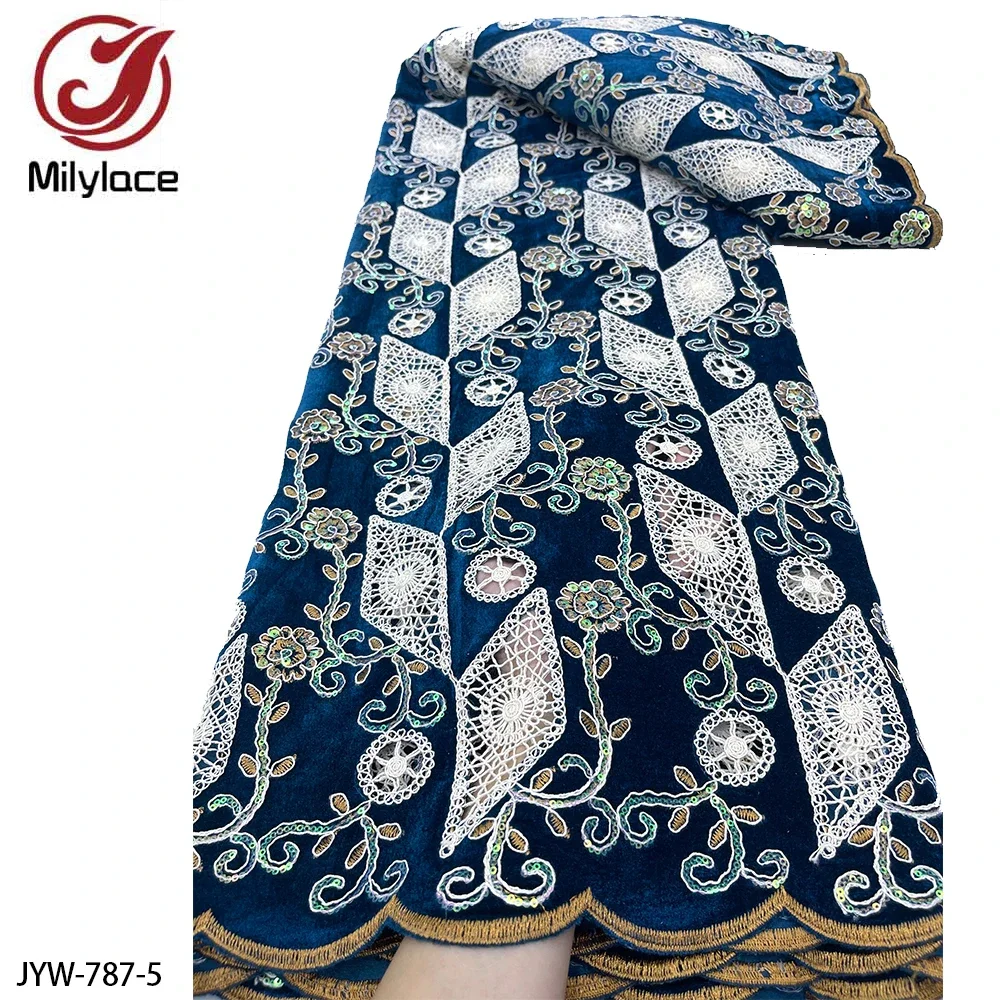 Искусственная ткань изящная мягкая бархатная кружевная с вышивкой для женского