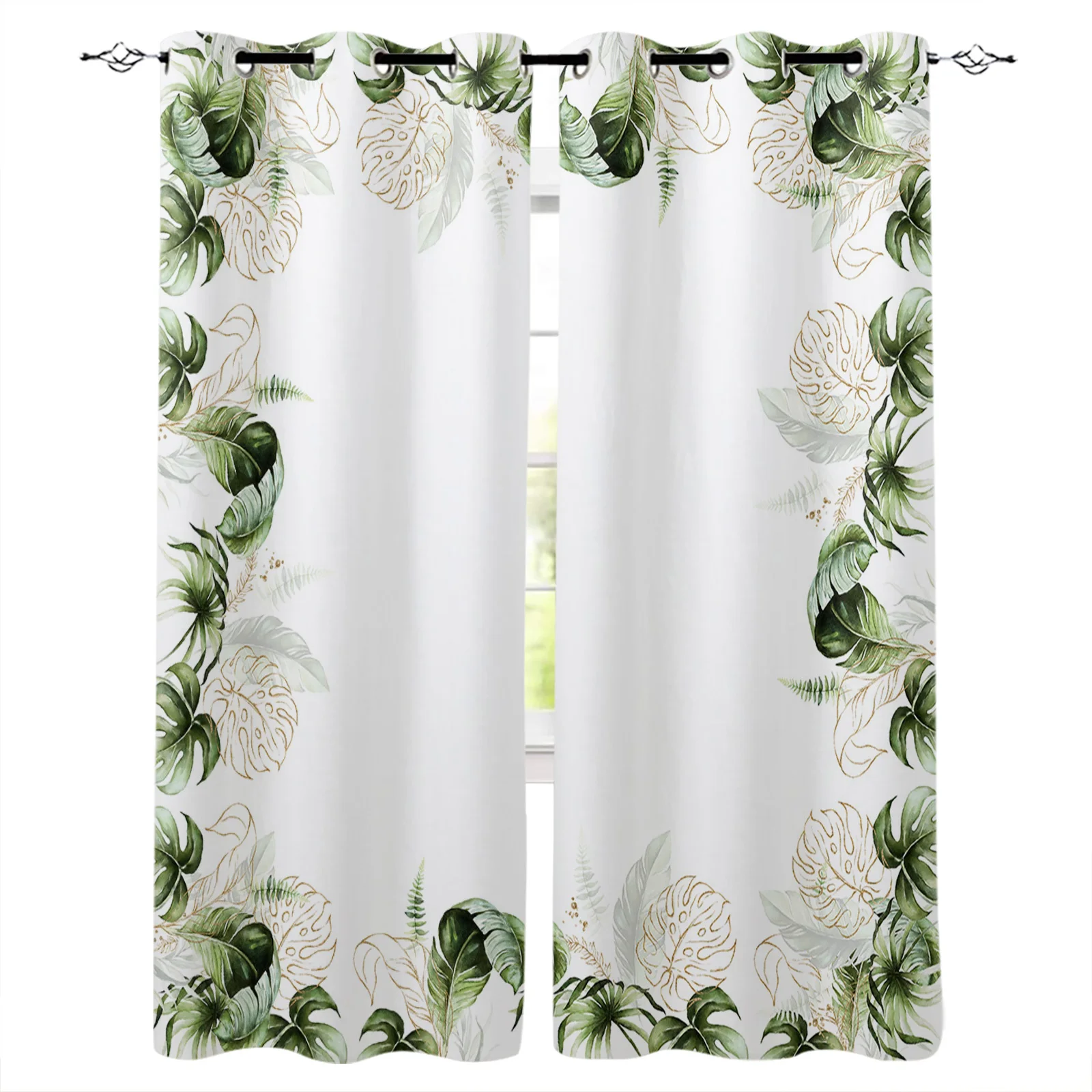 

Тропические растения, зеленые пальмы, зернистость, занавески для гостиной, роскошные европейские шторы для гостиной