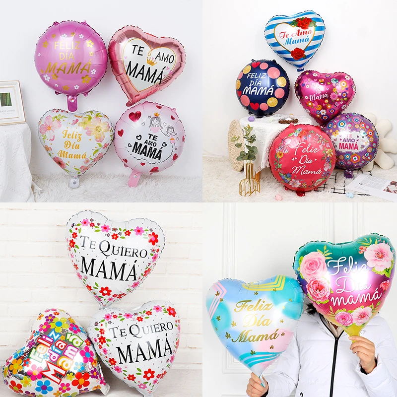 

5pcs 18inch Te Amo Mama Spanish Heart Foil Balloons Feliz Dia Mama Mother's Day Birthday Party Decorations Mom Gift Globos