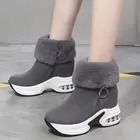 Женские зимние ботинки, новинка 2021, женские модные теплые плюшевые ботинки на платформе, снегоступы на танкетке, на высоком каблуке, короткие ботинки для женщин