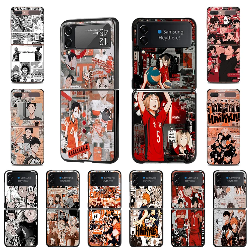 

Phone Case for Samsung Z Flip 4 3 5G Volleyball Haikyuu Anime Comics Matte Hard Case for Galaxy Z Flip4 Flip3 Shell Cover Fundas