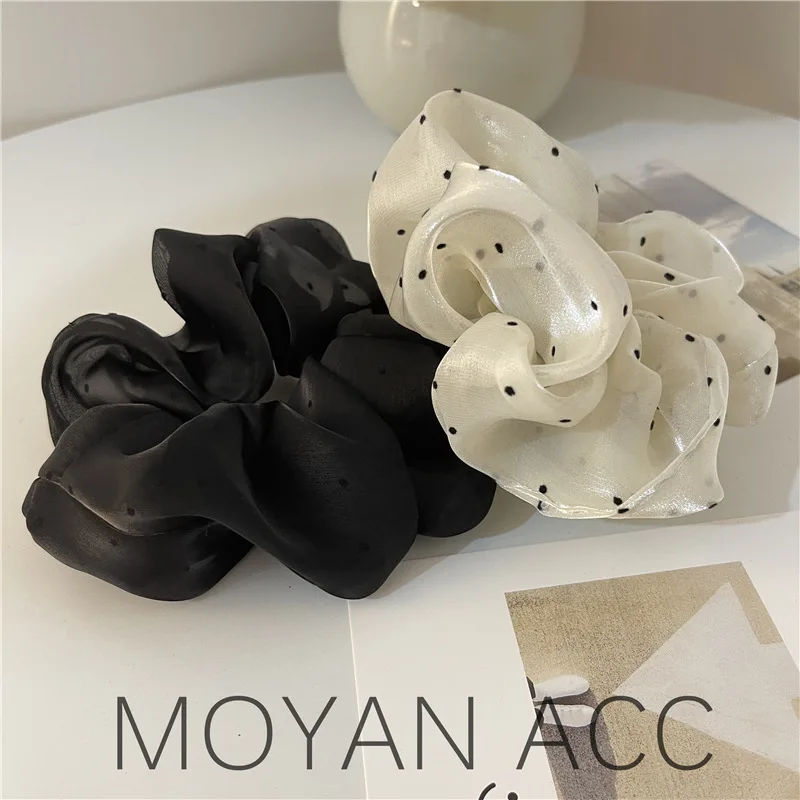 

1PCS Polka Dot Hair Tie Women's Head Rope Tied Ball Head Elastic Hair Bands For Girl Black White Color