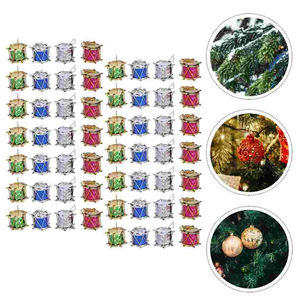 60 шт. блестящий мини-барабан Рождественский малый барабан с подвеской для