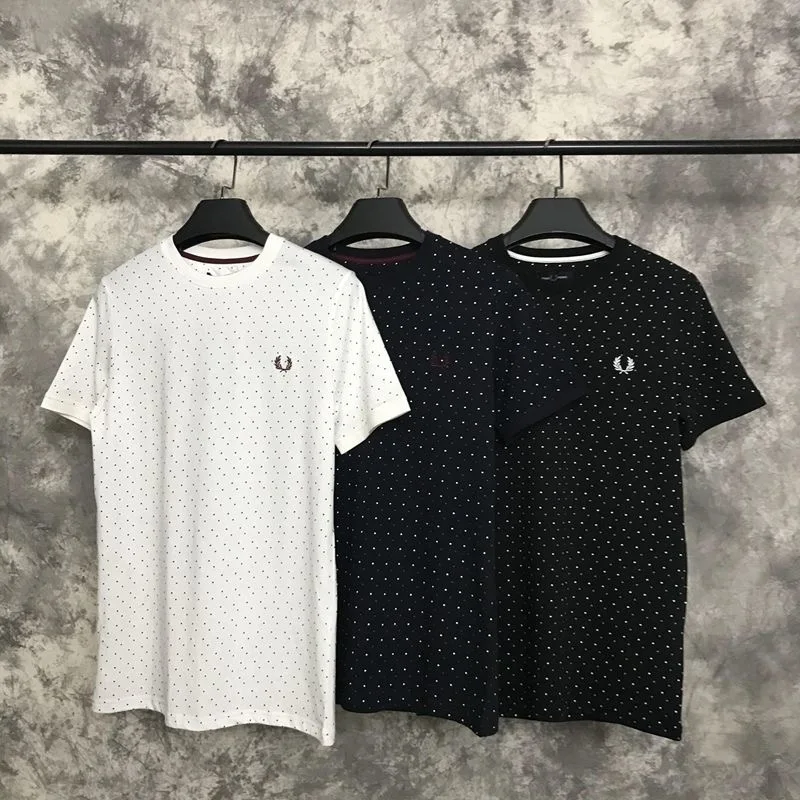 

New Cotton Embroidered Wheat Ear Polka Dot Design Short Sleeve Men's Casual Premium Top T-shirt