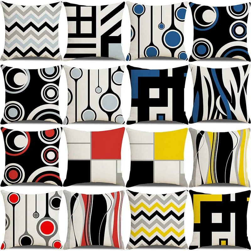 

Наволочка льняная с геометрическим рисунком, 45x5 см