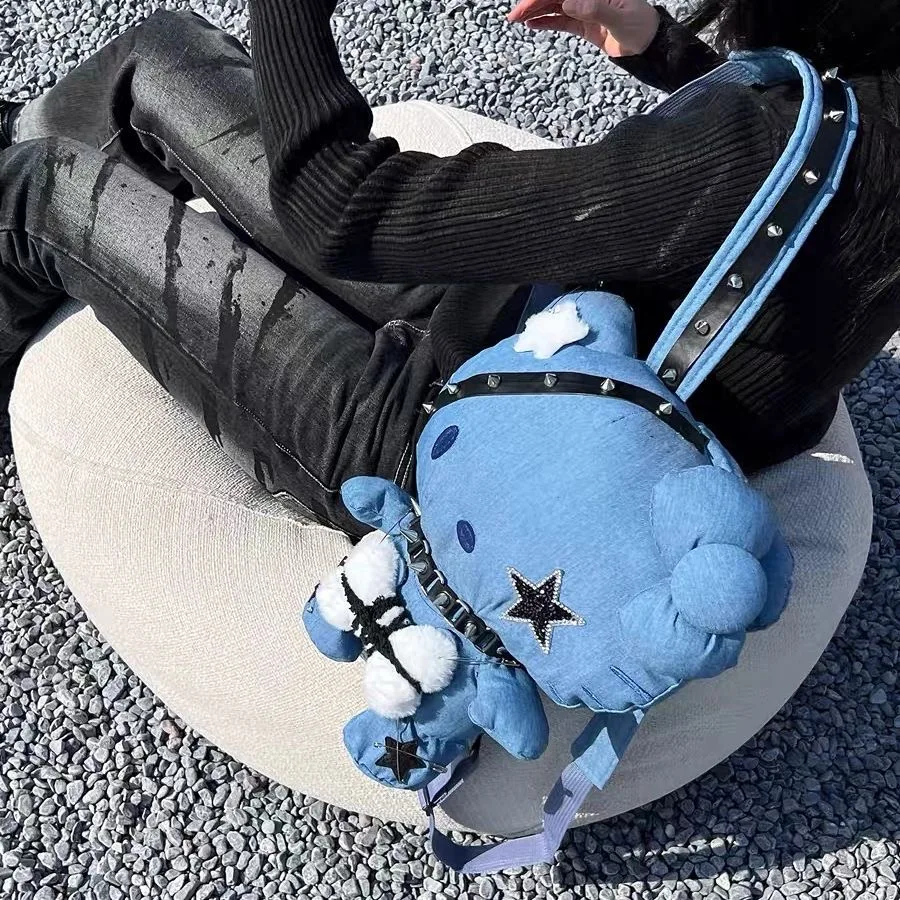 Рюкзак Sanrio в стиле Хелло Китти для детей и взрослых брезентовый ранец из денима с