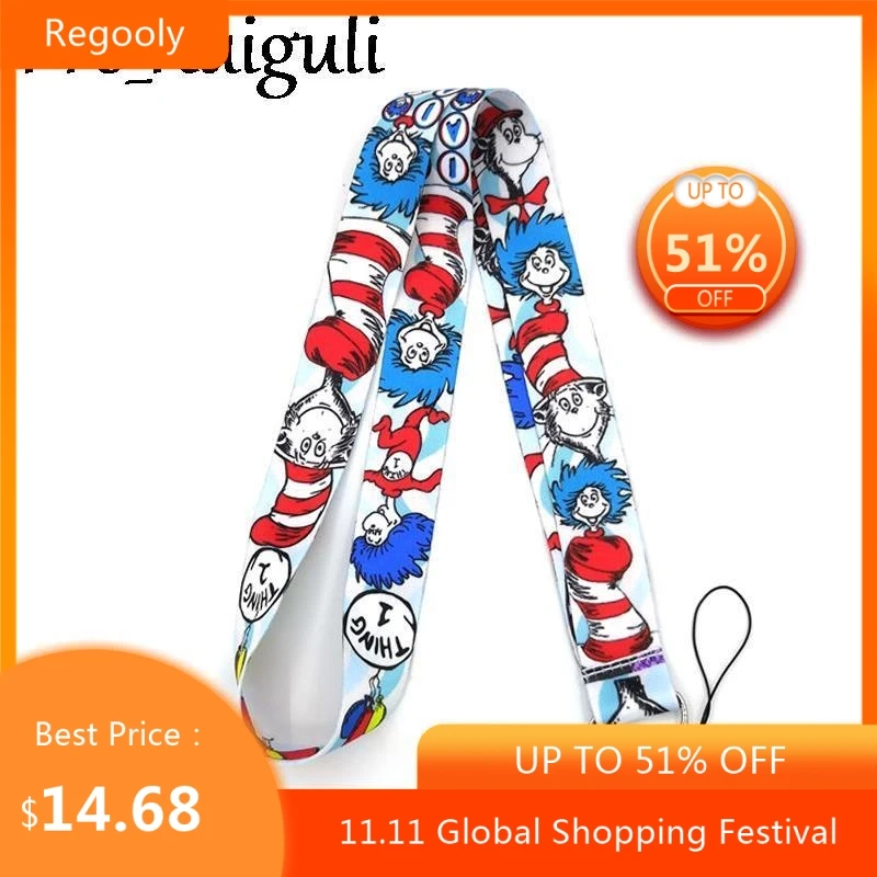 

30pcs cat Neck Strap Lanyard keychain Mobile Phone Strap ID Badge Holder Rope Key Chain Keyrings cosplay Accessories