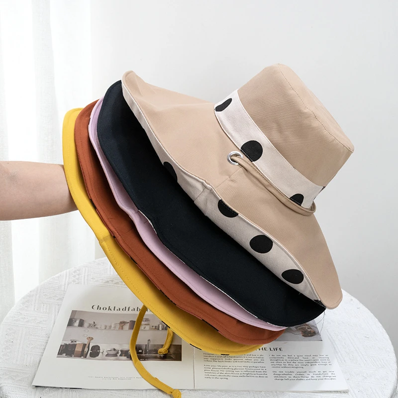 

Панама женская с широкими полями и принтом в горошек, Пляжная Складная Кепка для отдыха на открытом воздухе, весна-лето