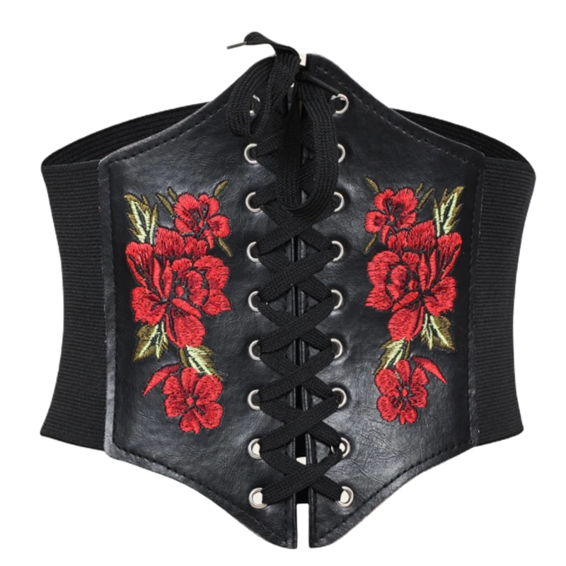 

Black Underbust Embroidery Corset Top Waist Cinchers Retro Sculpting Girdle Drop Shipping