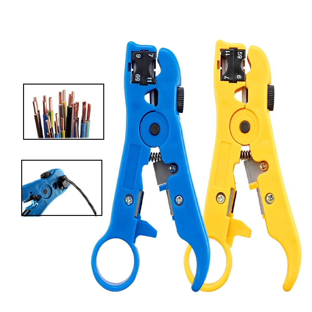 

Multi-functional Wire Coax Coaxial Stripping Tool for UTP/STP RG59 RG6 RG7 RG11 Universal Cable Stripper Cutter Pliers