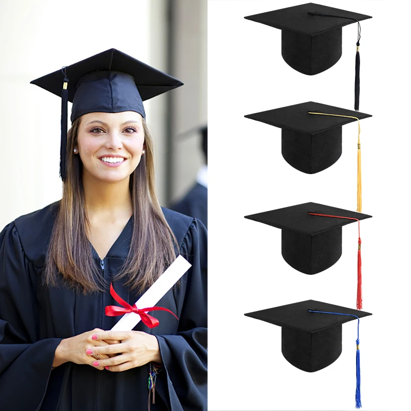 

Adult Bachelor Graduation Caps with Tassels University Bachelors Master Doctor Academic Hat for Graduation Ceremony Party Decor