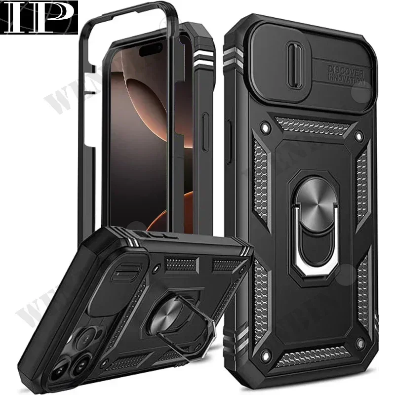 Чехол для iPhone 16 15 14 13 12 11 Pro Max Plus Mini XR X 7 8 SE сверхмощный чехол с камерой и подставкой