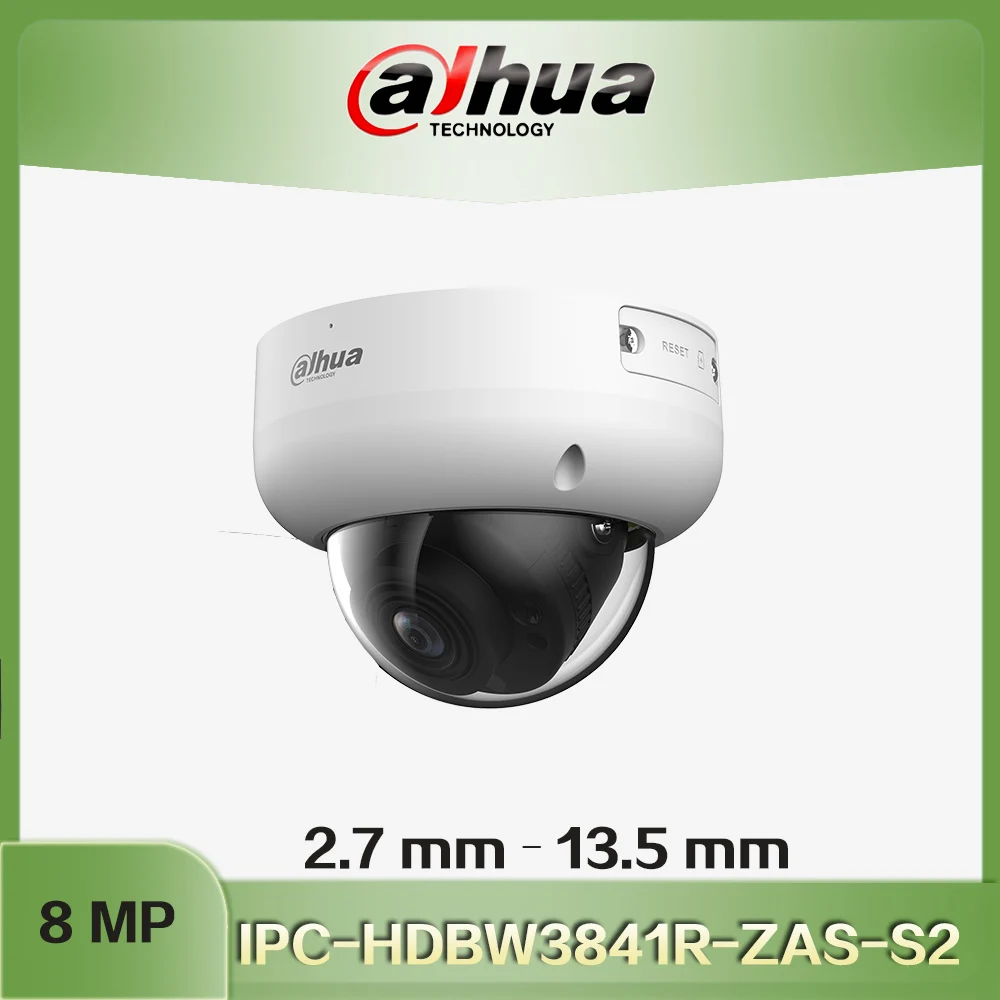 

Dahua 8MP AI IP Camera 2.7 mm–13.5 5X ZOOM IPC-HDBW3841R-ZAS-S2 IR Vari-focal Dome WizSense Network Camera