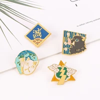 demon slayer anime kimetsu no yaiba brooch acrylic accessories kamado tanjirou inosuke enamel badge jewelry decorative cosplay