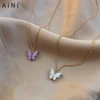 french ins hot butterfly temperament pendant clavicle chain niche design fashion simple sweater neck chain female