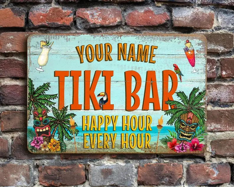 

Personalized Tiki Bar Sign | Poolside Bar Sign | Weatherproof | UV Protected