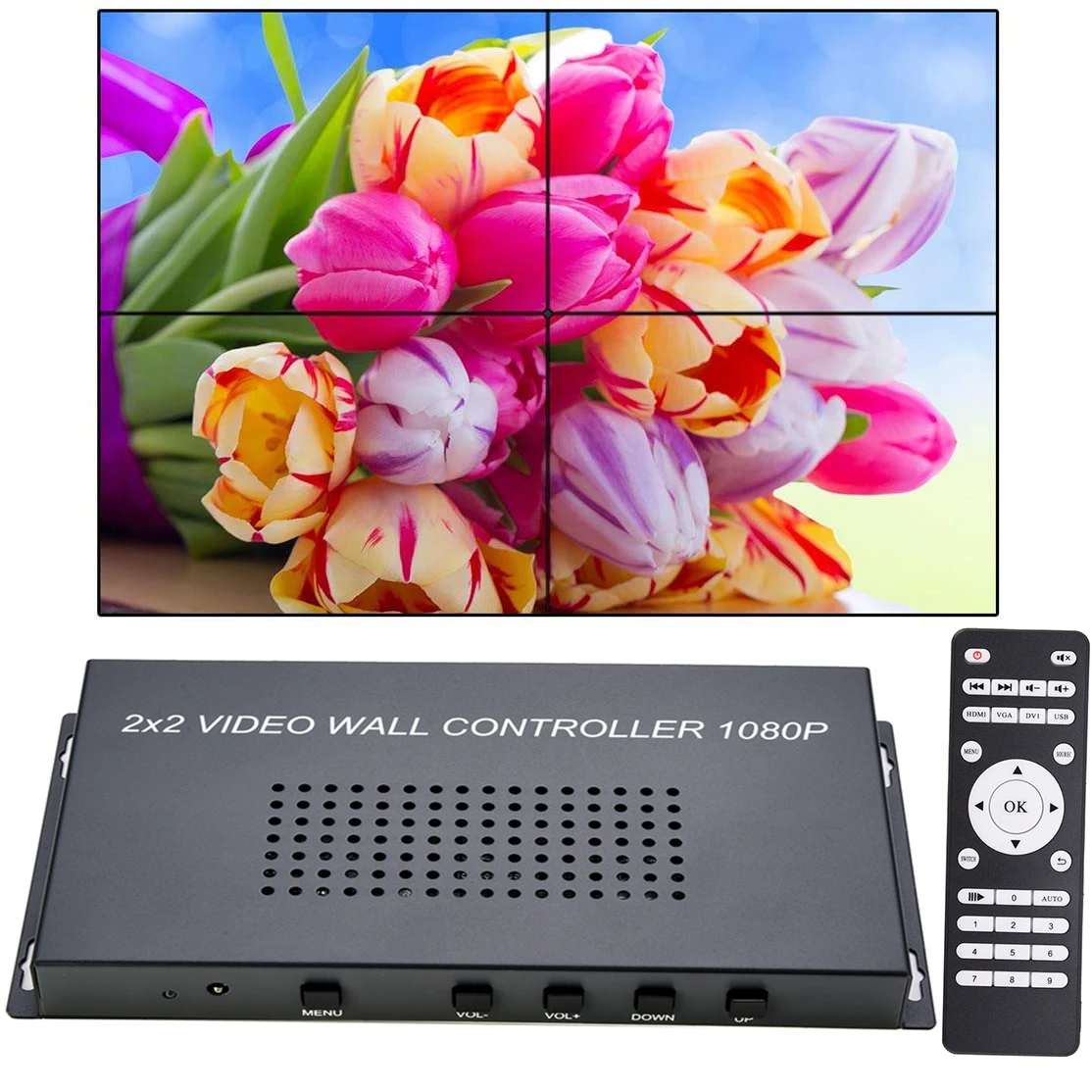 

HD Video Wall Controller HDMI 2x2 Video Processor 1x2 1x3 1x4 2x1 3x1 4x1 180 Degree Rotate Multi Image Processor Screen Splicer