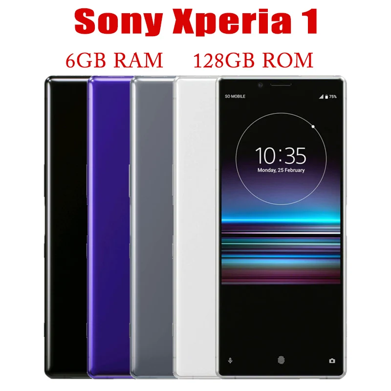 Смартфон Sony Xperia 1 J9110 XZ4, 6 ГБ ОЗУ 128 Гб ПЗУ, двойная карта памяти, Восьмиядерный процессор, тройная задняя камера, Оригинальный разблокированный смартфон