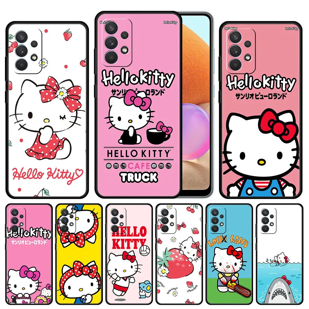 

Case Cover for Samsung Galaxy A02s A12 A21s A30 A50 A20 A11 A03 A23 A03s A01 Black Shockproof Style Official Hello Kitty Sha