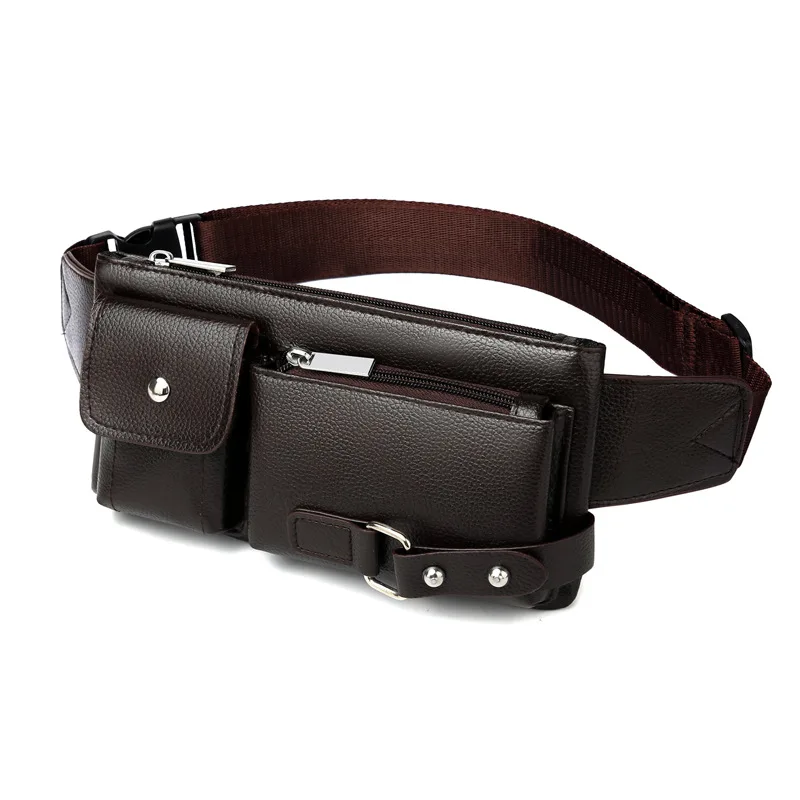 

Brand Men's Waist Bag Leather Male Fanny Pack Male Shoulder Chest Bags for Phone Hip Sack Man Belt Pouch Murse Banana Bum Bag