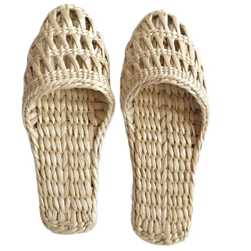 

New Women Breathable Flax lndoor Slippers Embroider Floral Linen Home slip On Ladies Summer Non-Slip Beach Shoes cosplay
