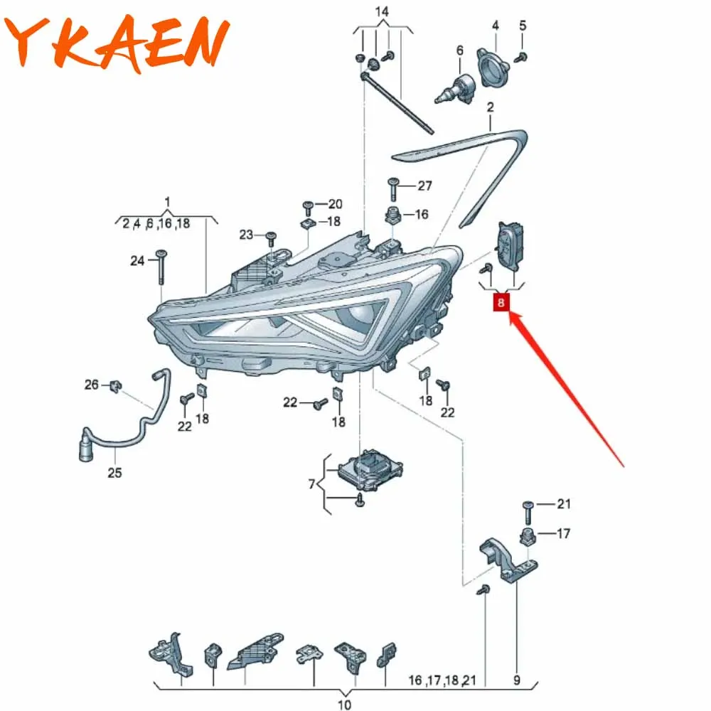 Модуль дневного ходового света B134498 - A для SEAT Leon Formentor Cupra TARRACO 5FJ941476 90188326 90166375