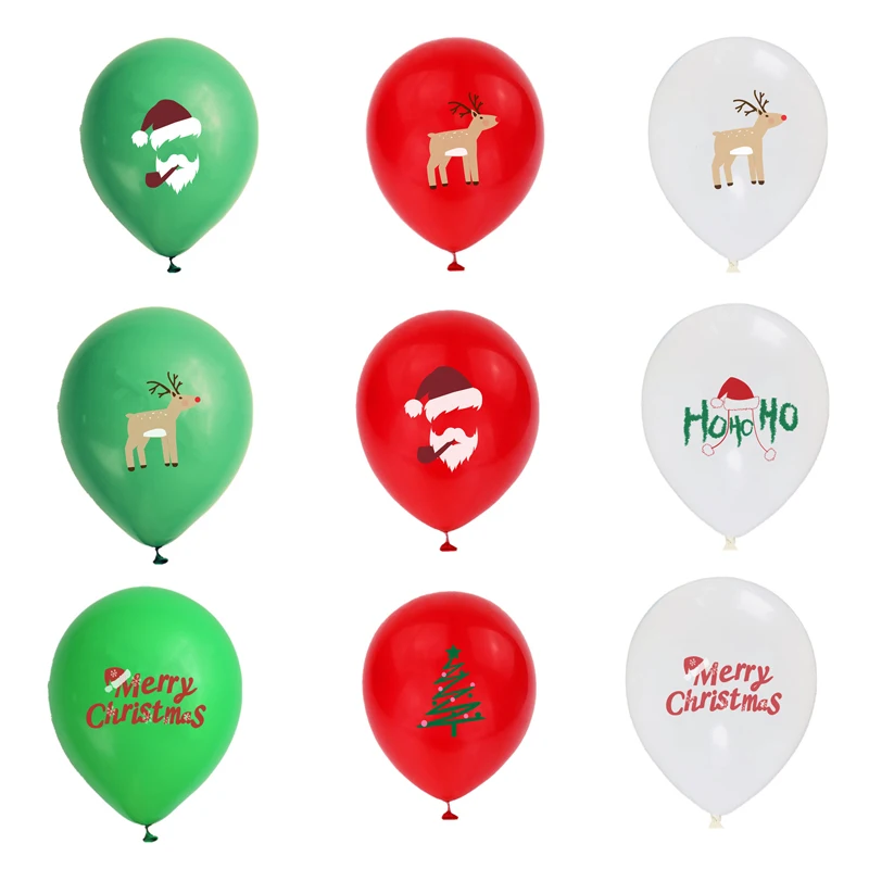 

10pcs Christmas balloon Santa Claus Elk Christmas tree printing balloon Christmas Decoration party Latex Balloon wholesale