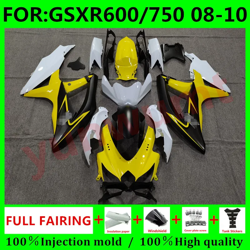 

Motorcycle Injection mold Fairings for SUZUKI GSXR600 GSXR750 2008 2009 2010 K8 K9 GSXR 600 750 08 09 10 Fairing yellow black