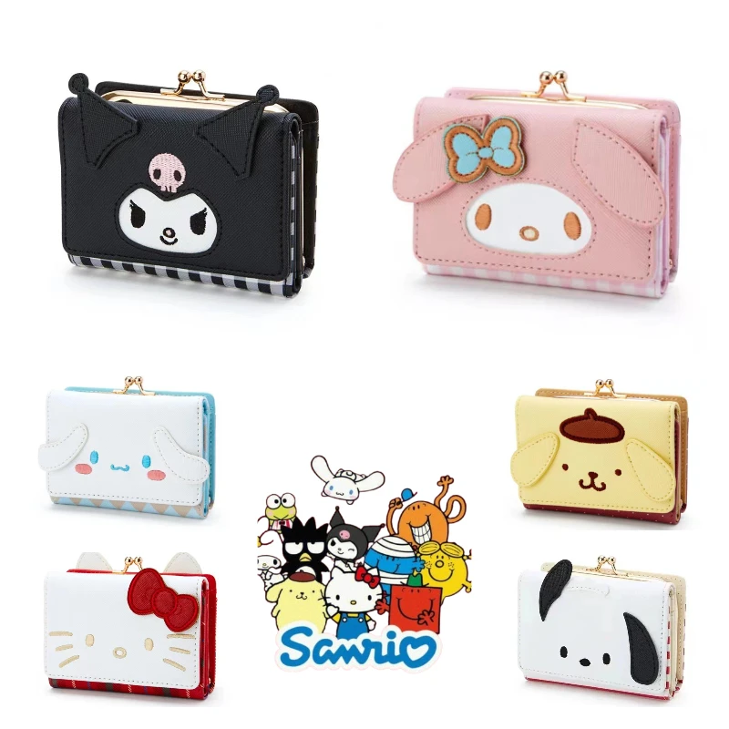 Sanrio Hello Kitty кошелек из искусственной кожи Kuromi Cinnamorll многофункциональный складной