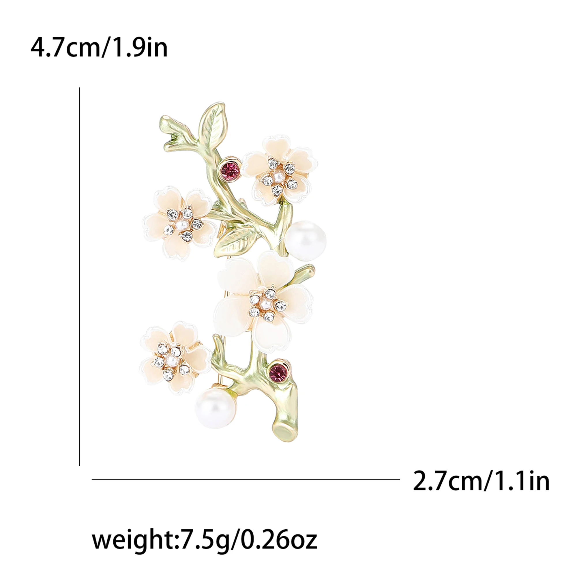 Ботанические Броши Унисекс С Жемчугом И Веткой Сливы Для Женщин Модный Аксессуар