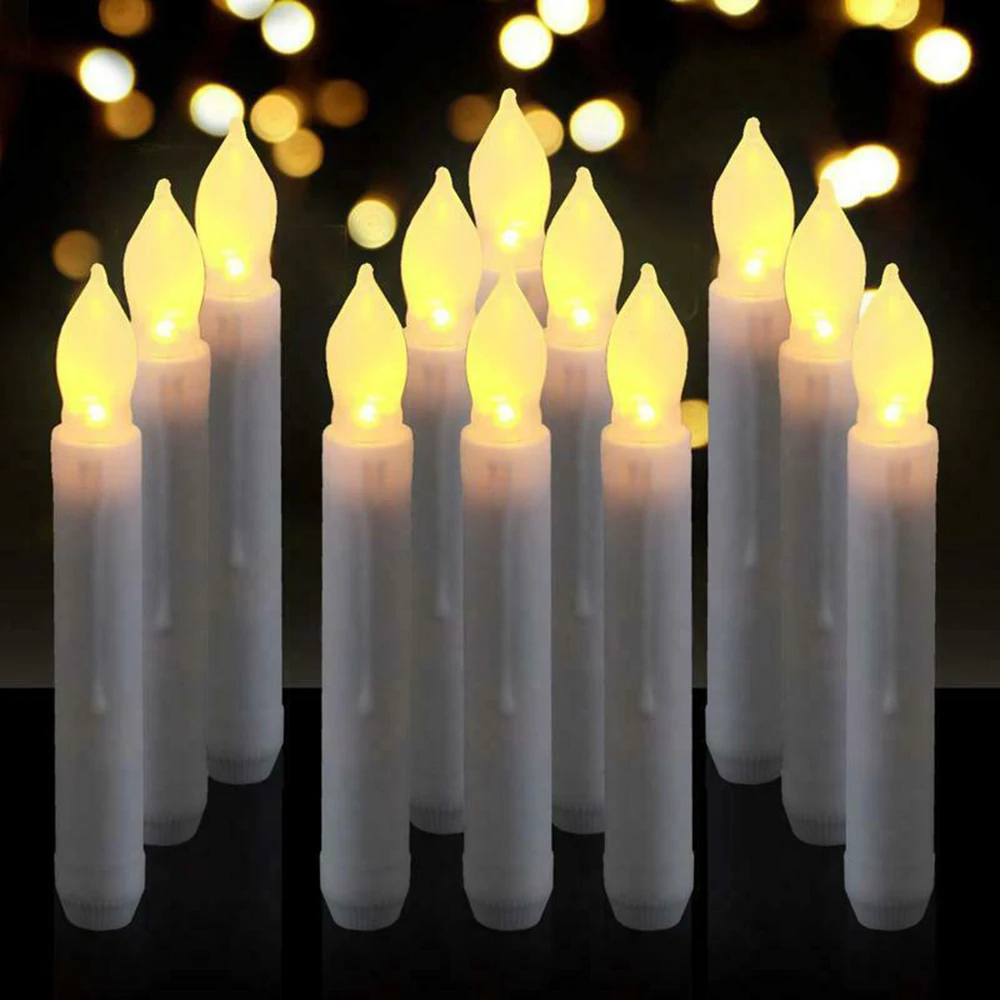 

Hot 1Pcs LED Flameless Candles Taper Battery Operated Lights Party Electronic Birthday Wedding Home Decor Lighting Supplies
