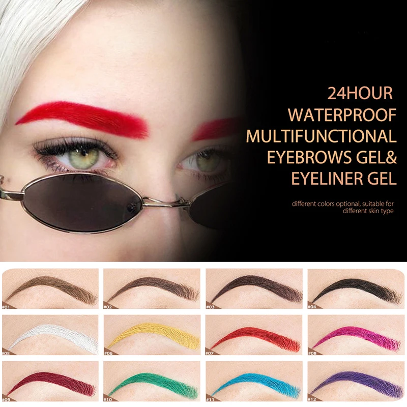 

Natural 12 Colors Liquid Dyeing Eyebrow Cream Set Waterproof Durable Brown Tint Eyebrow Henna Mascara Eyebrows Paint Makeup