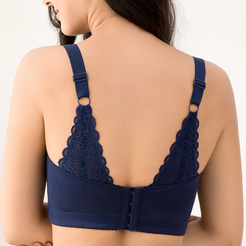 Fikoo Lace Bra Full Cup Sexy Thin Beauty Back Brassiere Underwire Push up Bras for Women C D Cup 34 36 38 40 50