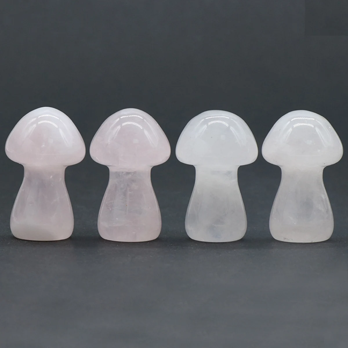 

Rose Quartz Mushroom Sculpture 35MM Mini Healing Crystal Mushrooms Chakra Stones Decorations for Home Balancing Meditation