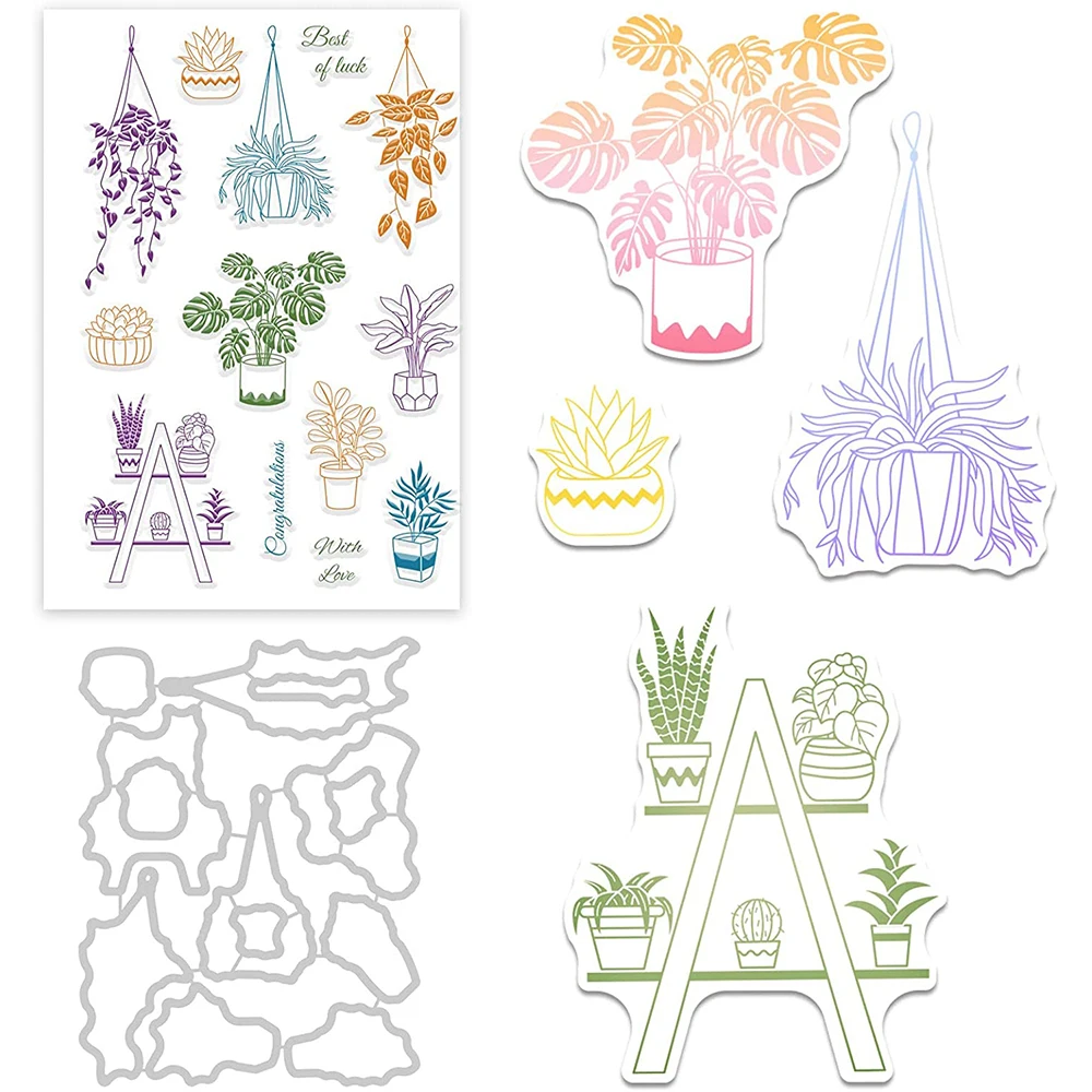 Вырубные штампы в горшке и фотообои для изготовления открыток сделай сам альбом