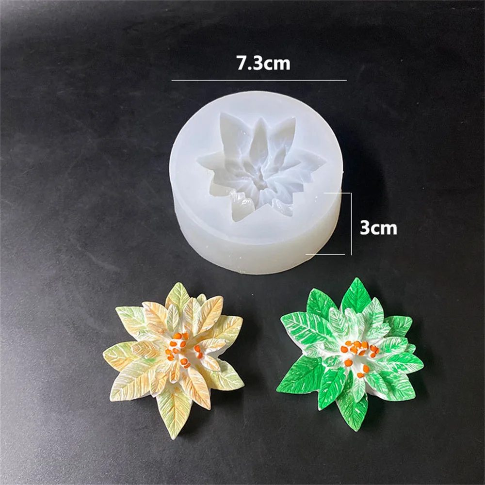 Holly Leaf Flower Candle Mold DIY Chocolate Handmade Soap Plaster Resin Silicone Mould Home Decoration Ornaments 2023 New