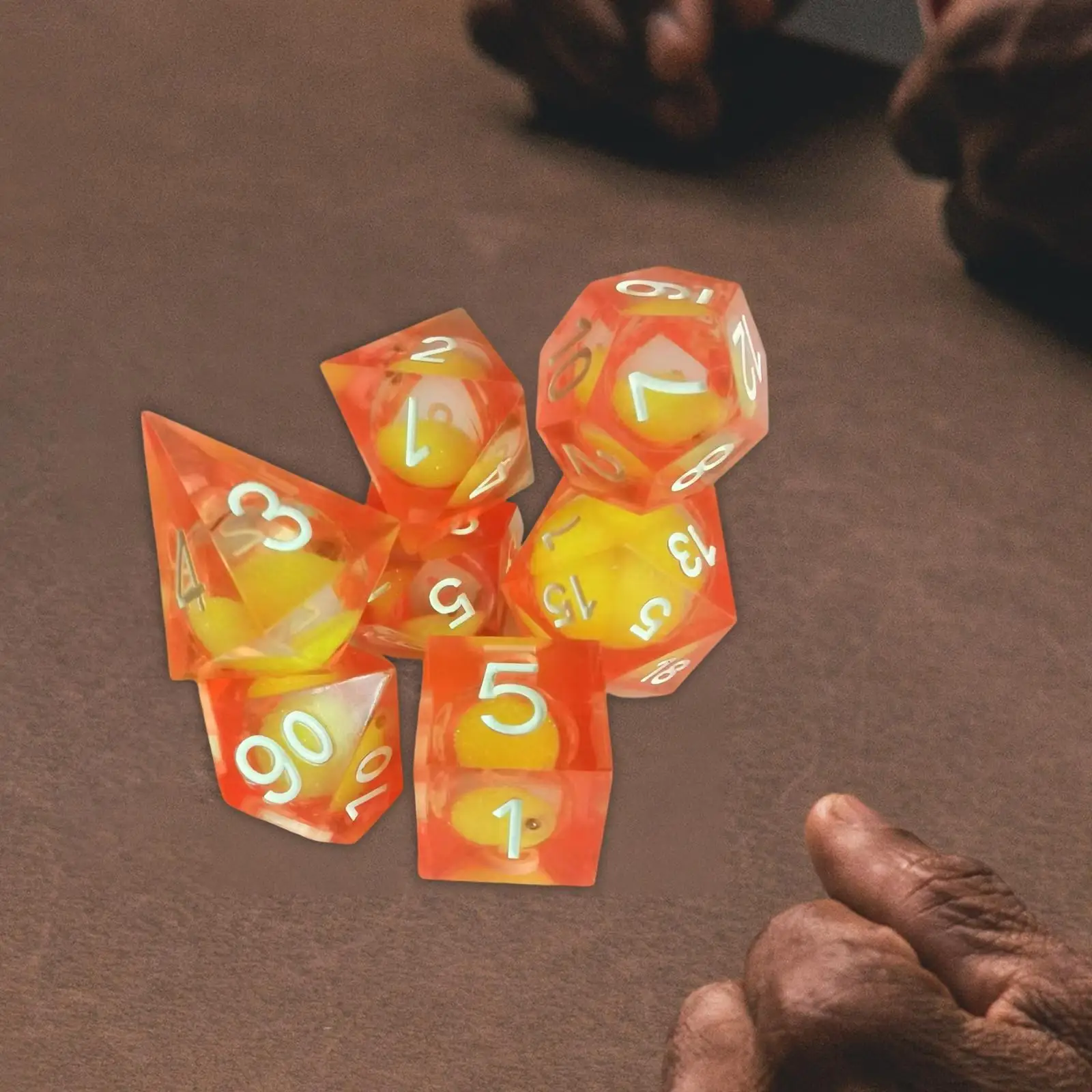 

7x D20 D12 D10 D8 D6 D4 Dice Set Party Favors Resin Polyhedral Dices