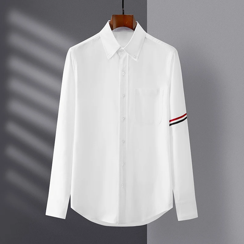 

TB THOM Top Women Stripes Armband Men's Shirt Casual Oxford Cotton Shirts Slim Fit Korean Design Women's Blouses