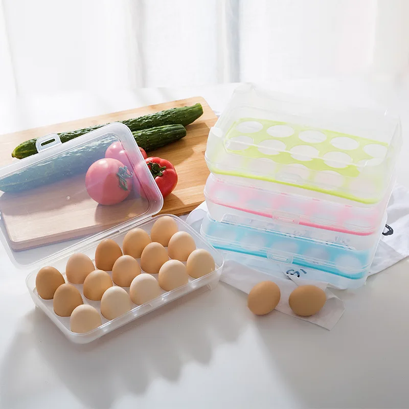 Storage Box 15 Grid Egg Storage Case Holder Box Fridge Freezer Eggs Storage Boxes Organization Egg Food Container Kitchen Home