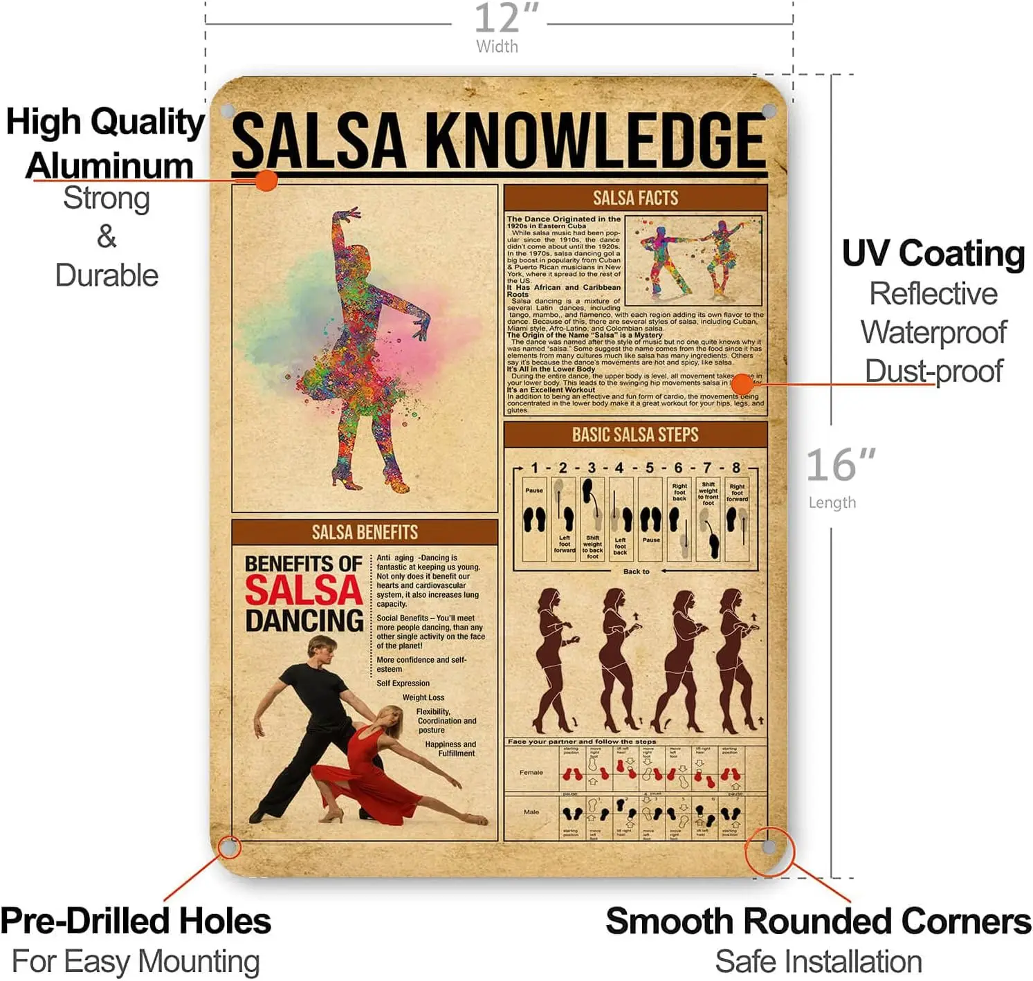 Плакат Sls Knowge Metl Sgns Vntge Decortons Wll rt Decor 16x12 nches