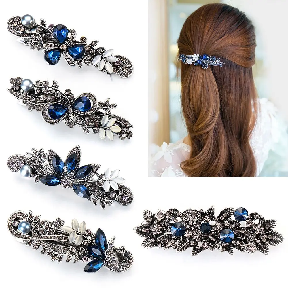 

Colorful Crystal Hair Clips Retro Flower Rhinestones Metal Barrettes Butterfly Clip Women Vintage Hair Clips Bridal Hair Jewelry