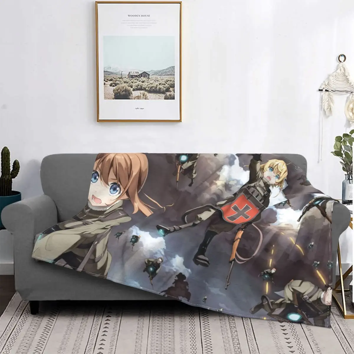 

Youjo Senki Anime War Manga Blanket Viktoriya Ivanovna Serebryakov Flannel Vintage Warm Throw Blanket for Bedding Lounge Winter