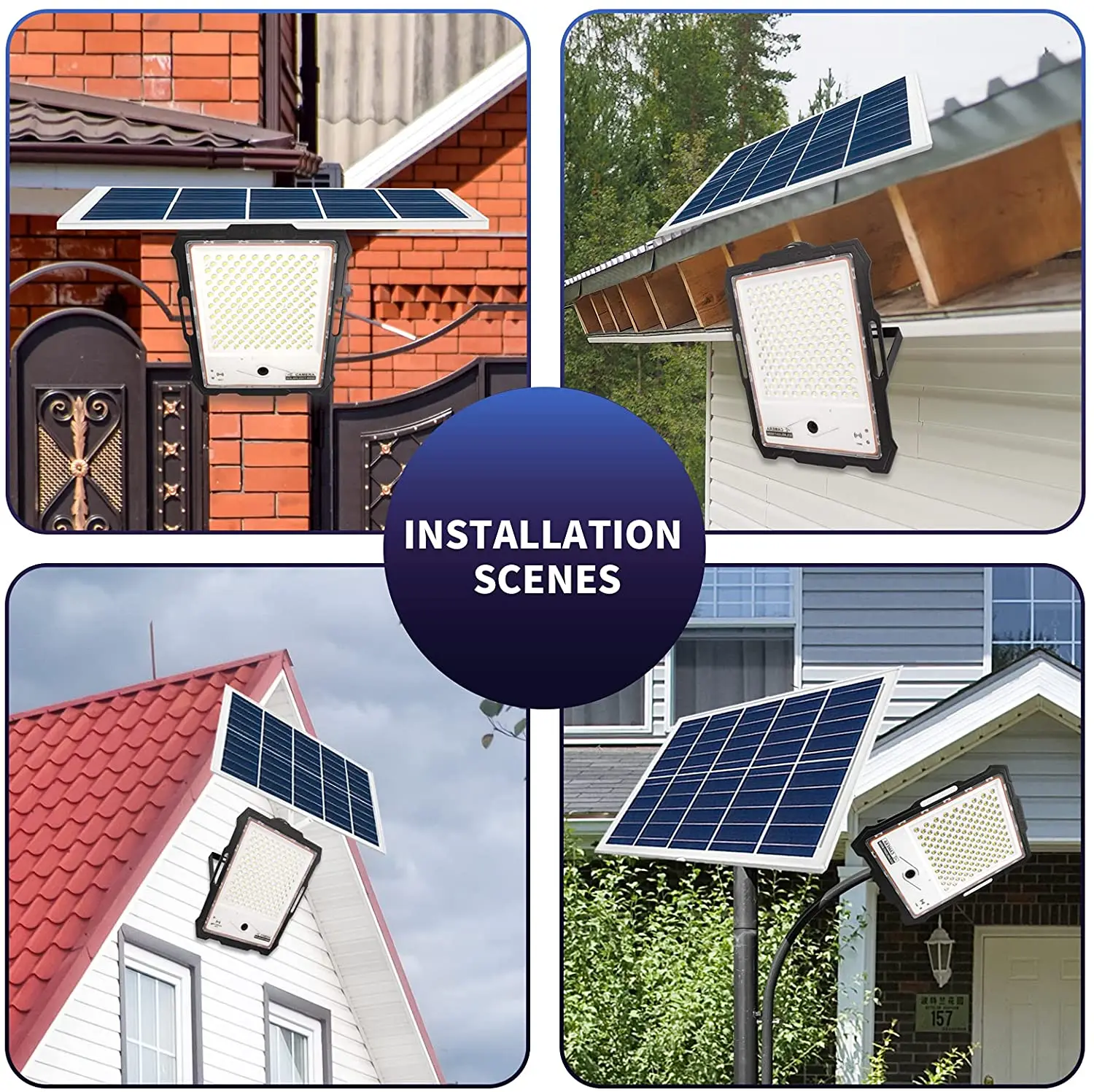 solar flood light cctv security camera wireless wifi monitoring outdoor lamp phone control with 128gb sd memory card built in free global shipping